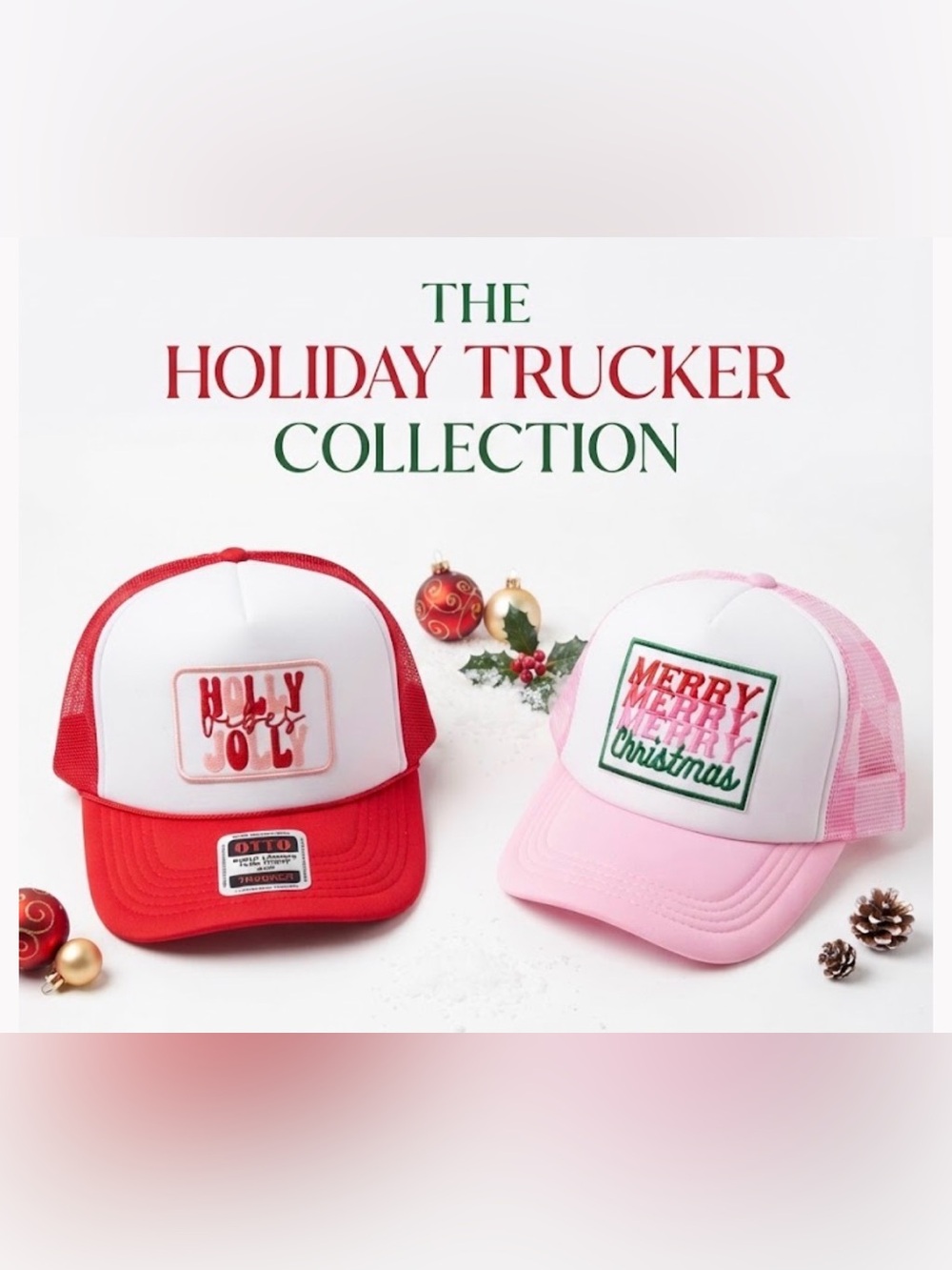 New Christmas hat pick from checkered pink merry or Otto jolly trucker